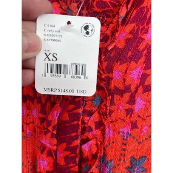 Free People Ruby Red Rare Feeling Tied Waist Flare Maxi Dress Size XS NWT - Picture 5 of 10